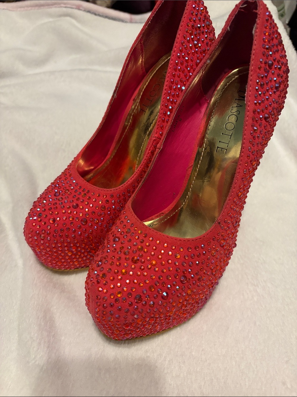 Mascotte Red Crystal-Embellished Platform Pumps